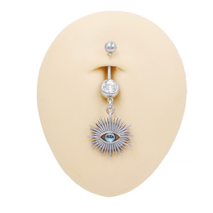 Piercings de Umbigo Modernos em Aço Inoxidável com Pingente de Olho Grego, Cruz e Mão de Hamsa, com Zircônia Cúbica, para Mulheres, Estilo Gótico - Product Image 3