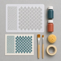 Lot de 3 pochoirs en PET à motif écailles de poisson et diamant pour la peinture décorative, 15x20cm, réutilisables pour l'artisanat