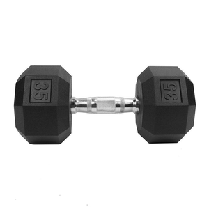 Haltères, haltères hexagonales en caoutchouc noir, utilisation en <span class=keywords><strong>salle</strong></span> <span class=keywords><strong>de</strong></span> <span class=keywords><strong>sport</strong></span>, haltères hexagonales en caoutchouc bon marché - Product Image 1