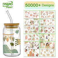Autocollants Osmo 5000+ double face, imperméables, lavables, anti-UV, motifs fleurs et cœurs pour gobelets de 16 à 40 oz