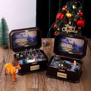 Décorations de sapin de Noël modernes Ornements de <span class=keywords><strong>boîte</strong></span> <span class=keywords><strong>à</strong></span> <span class=keywords><strong>musique</strong></span> Présentoir de fenêtre de Noël rotatif lumineux pour affichage d'usine - Product Image 4