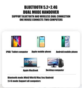 저렴한 가격의 컴퓨터 액세서리 사무실 비즈니스 마우스 음소거 사일런트 듀얼 모드 광 무선 마우스 발광 RGB 게임용 마우스 - Product Image 2