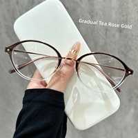 Lunettes de myopie pour femmes, style punk, design géométrique, forme ovale, look sans maquillage, grande taille, monture en titane ultra-légère, anti-lumière bleue
