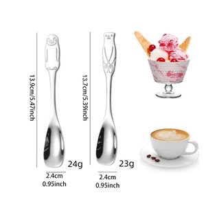 Cuchara de Café de Acero Inoxidable 304 con Diseño de Pingüino, Cuchara de Postre con Patrón de Oso Polar, Cuchara para Helado - Product Image 2