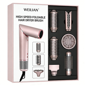 Sèche-cheveux <span class=keywords><strong>brosse</strong></span> 5 en 1, styler à air chaud tout-en-un avec <span class=keywords><strong>brosse</strong></span> <span class=keywords><strong>soufflante</strong></span>, peigne à air chaud, outils de coiffage multifonctionnels - Product Image 1