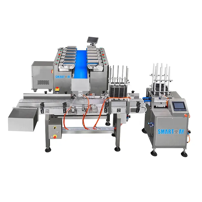 Fully automatic plastic box tray feeder denester machines for meals vegetables frozen meat tray packing machine