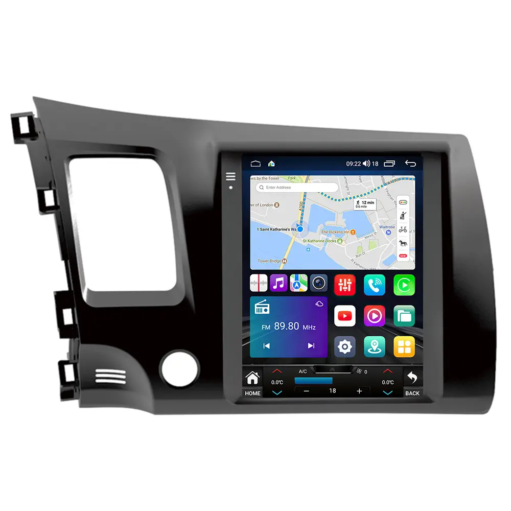 LEHX 8 Core For Tesla Style Android 12 Auto Carplay 4G For Honda Civic 2005 2006-2011 Car Radio Multimedia Player GPS Navigation