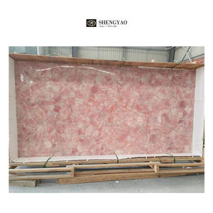 תאורה אחורית קישוט אמבטיה מרודית אבן שקופים ורד קוורץ יהירות העליון עם כיור - Product Image 6