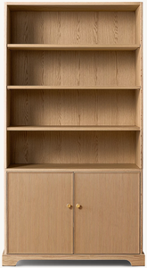 Bibliothèque en bois moderne, simple, écologique et durable avec portes de placard à lignes verticales et poignée en laiton pour salon et bureau à domicile - Product Image 3