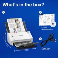 Escáner de Documentos a Color de Alta Velocidad E-pson DS-410 con ADF, Cama Plana, Sensor CIS, USB, 26 ppm, para Escaneo de Documentos de Oficina y Negocios