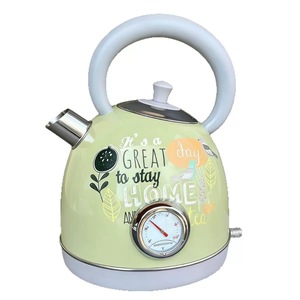 Hervidor de Agua Eficiente y Olla de Calentamiento Rápido, Acero Inoxidable 304, Libre de BPA, Apagado Automático, Tetera Retro Inalámbrica con Termómetro - Product Image 1