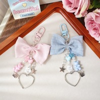 Porte-clés porte-monnaie Little Bear avec pendentif cœur, nouveau style, ornement nœud papillon froissé, chaîne de suspension polyvalente en plastique, luxe