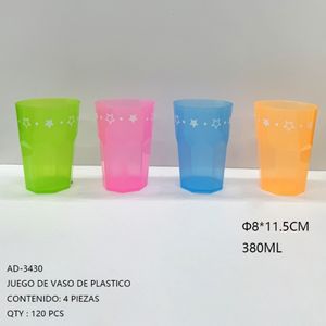 ZAA AD-3430 Set 4 pezzi colorato plastica bicchieri per bere festa durevole 380ml creativo - Product Image 1