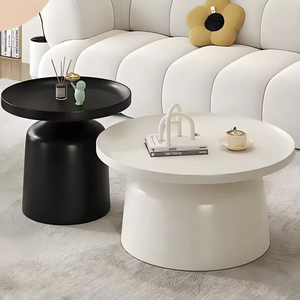 Tavolino <span class=keywords><strong>da</strong></span> Caffè Chic in Stile Crema, Tavolino Laterale Minimalista in Ferro, Set Tavolino <span class=keywords><strong>da</strong></span> <span class=keywords><strong>Tè</strong></span> per Soggiorno B&B - Product Image 4