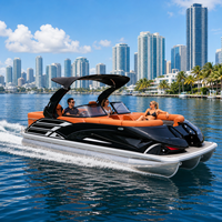 Bateau ponton de luxe polyvalent de 22 pieds en aluminium, pour 12 personnes, avec pont familial, auvent Bimini, certifié CE, personnalisable, sports nautiques