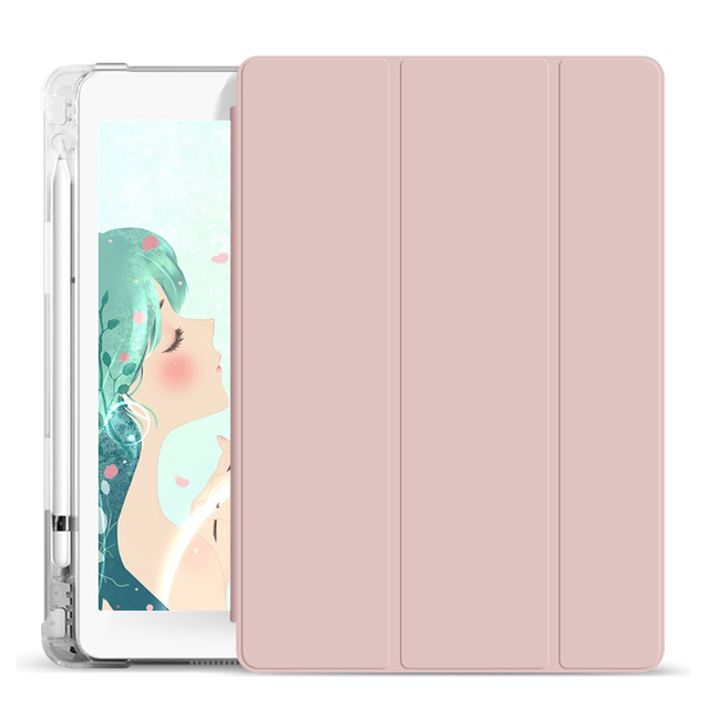 Shockproof Folding PU Leather Case Transparent Back Cover With Pencil Holder for New iPad Air 6th Gen 11inch M2 2024