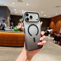 Casing Ponsel Magnetik Bergelombang untuk iPhone 17 Pro, Aksesoris Logam Gradasi Tekstur Bergelombang untuk iPhone 18 Pro, Casing Anti Jatuh