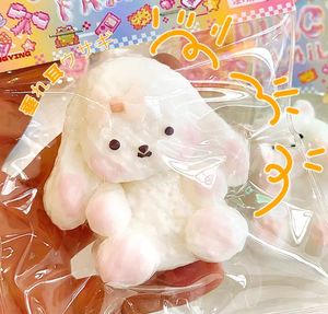 Giocattolo Antistress Kawaii a Forma di Coniglio con Orecchie a Goccia, Morbido e Soffice, in Plastica Floccata, con Fiocco, Colori Pastello, per Ingrosso - Product Image 3