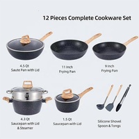 Offre Spéciale Ensemble de Batterie de Cuisine Antiadhésive, Casseroles et Poêles avec Poignées en Bakélite, Fond à Induction pour Cuisine Domestique