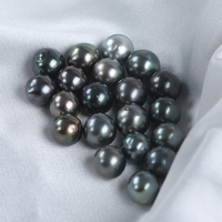Vente en gros 8-8.5mm naturel véritable eau de mer paon noir rond perles de Tahiti en vrac perles noires de Tahiti naturelles en vrac