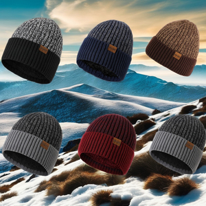 Mũ mùa đông dành cho nam giới Mũ đan len ấm áp Mũ len trơn dành cho nam giới - Product Image 1