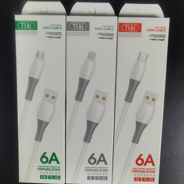Pure Silicon Fast Data Cables for iPhone 6A Fast Charging Shielded Tinned Copper Custom Logo Retail Box High Mobile Phone