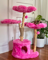 Arbre à chat multi-niveaux moderne et écologique, tour de griffoir en bois avec peluche premium, décoration de Noël pour la maison