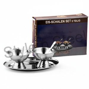 แกดเจ็ตครัวไอศครีมถ้วยชุด5ชิ้นสแตนเลสโลหะถ้วยสำหรับผลไม้ไอศครีมคัพเค้กเครื่องดื่มเย็น - Product Image 1