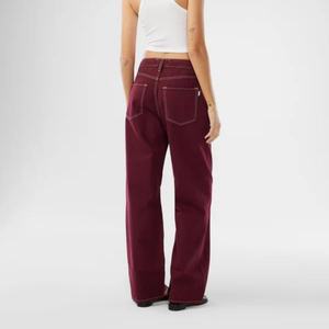 Pantalones Anchos de Alta Calidad a Precio Bajo al por Mayor para Mujer, Estilo Hip-Hop Urbano, Vaqueros Anchos Holgados de Algodón Lavado con Ácido - Product Image 1