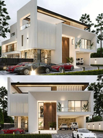 Villa préfabriquée en acier léger avec 3 chambres à coucher 1 garage Maison moderne design avec structure en acier Keel One-Stop Supply Service