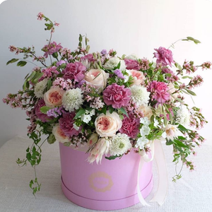 Round Flower Box Luxury Custom Pink Round Flower Cardboard Paper Boxes For Wedding House Decoration And Gifts Packaging Box