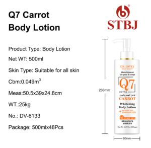Crème Corporelle Éclaircissante Q7 à la Carotte Marque Blanche – Soin de la <span class=keywords><strong>Peau</strong></span> Adulte – <span class=keywords><strong>Lotion</strong></span> Blanchissante <span class=keywords><strong>Parfaite</strong></span> - Product Image 2