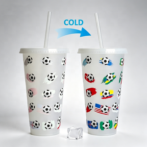 Vaso de Plástico Frío de Gran Capacidad 710ml, Creativo, Personalizable con Diseño de Estrella y Papá, con Pajita y Cambio de Color - Product Image 5
