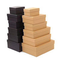 Caja de Regalo de Dos Piezas de Cartón Kraft Negro en Varios Tamaños, Base y Tapa Lisas, Embalaje de Cartón Corrugado Reutilizable y Reciclable para Ropa, Zapatos y Regalos