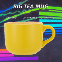 Tasse à café en porcelaine colorée de grande capacité Design de style européen avec poignée pour petit déjeuner de mariage tasses à eau thé au lait vente en gros