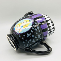 Tasse à café en céramique peinte à trois couches, design créatif empilable, style dessin animé, boîte cadeau pour la rentrée scolaire, compatible lave-vaisselle et micro-ondes