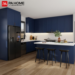 Set di Mobili da <span class=keywords><strong>Cucina</strong></span> Modulari Personalizzati in Stile Americano Shaker, Soluzione Completa, Blu Navy - Product Image 1