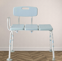 Banc de transfert réglable en aluminium avec dossier et accoudoirs latéraux, siège de douche antidérapant pour personnes âgées, handicapées, chaise de sécurité pour salle de bain