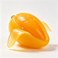 Bonbons gélifiés multicolores OEM Halal en forme de mangue 3D, grande taille, à peler, saveur fruitée, sucrés, en sachet