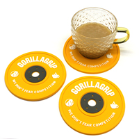 Sous-verre en PVC personnalisé en forme de mini haltère 3D, souvenir promotionnel de salle de sport, sous-verre pour tasse à bière