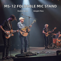 Support de microphone réglable en hauteur Voxfull MS-12 en métal robuste avec pince universelle flexible pour microphone de conférence (support pour ordinateur)