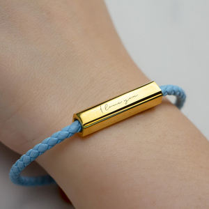 Bracciale personalizzato in pelle inciso personalizzato con lettere con numeri romani amore abbinamento braccialetti intrecciati per coppie - Product Image 2