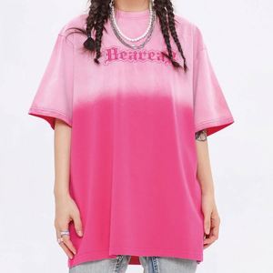 Y2k 맞춤 의류 100% 면 하이 퀄리티 대형 고민 자수 티 의상 로고 조난 패치 산 세척 T 셔츠 - Product Image 1