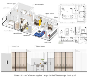 Meubles de <span class=keywords><strong>cuisine</strong></span> modulaires modernes en mélamine en U, petits, avec plan de travail en marbre et panier de rangement, pour usage commercial - Product Image 4