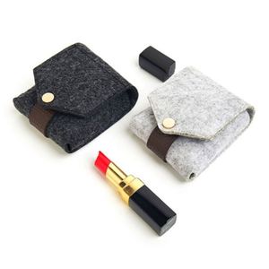 Felt Lipstick Case with Mirror Portable Mini Cosmetic Pouch for Lip Glose Travel Makeup Organizer <b>Bag</b> for Purse - Product Image 4