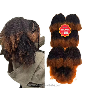 Extensiones de Cabello de Fibra de Proteína Duraderas al por Mayor, 7x 16 pulgadas, 220g, con Doble Trama Cosida a Máquina, Retardantes de Llama - Product Image 1