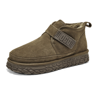 Bottes d'hiver pour hommes, respirantes, à lacets, plateforme, style Oxford, en cuir véritable, tendance Evergreen, pour la neige