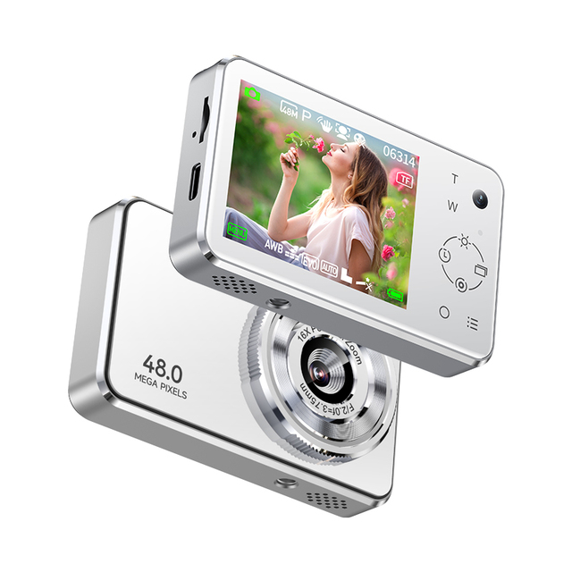 A7 Portable 48MP DigitalWide-Angle Lens Camera with 2.7K Resolution and Touch Screen Compact Waterproof Mirrorless for Students