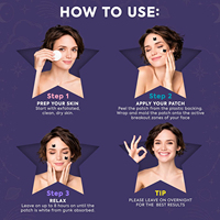 Patchs anti-acné de couleur noire 25 points pour traitement des taches et des imperfections Autocollants avec ligne pointillée pour le visage, patch anti-acné