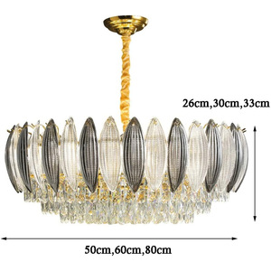 Luxury Crystal Chandelier Round E27 <b>Led</b> <b>Light</b> Source Home Living Room Dining Room Bedroom Pendant <b>Light</b> - Product Image 2
